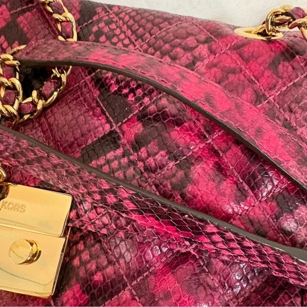 Michael Kors Sloan Large Quilted Embossed-Leather Shoulder Bag
